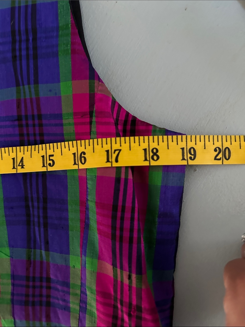 Vintage Silk Plaid Vest Purple & Green Witchy M Maximalist Spooky Boho - Picture 6 of 7